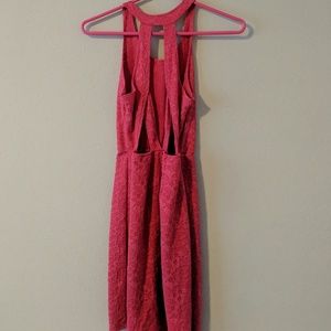 Open Back Pink Lace BodyCon Dress Size S